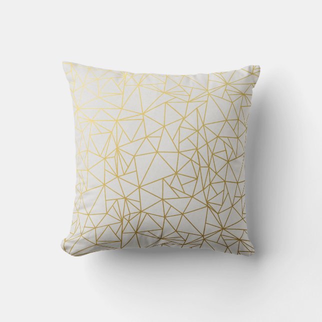 Stylish Gold Geometrical Pattern Throw Pillow (Front)