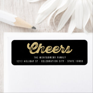 Stylish Gold Glitter Cheers Holiday Address Labels
