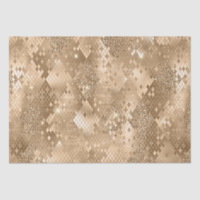 Stylish Gold Glitter Jungle Snake Skin Pattern Tissue Paper (Front)
