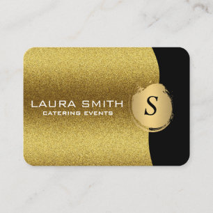 Stylish / Gold Glitter / Monogram Business Card