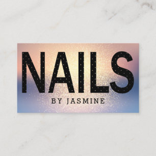 Stylish Gold Glitter Nails Business Card