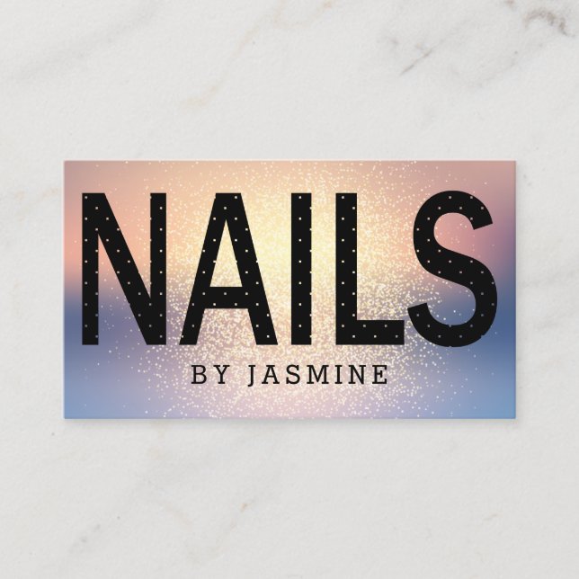 Stylish Gold Glitter Nails Business Card (Front)