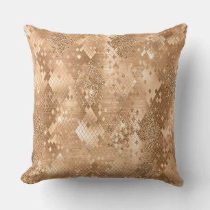 Stylish Gold Glitter Wild Snake Skin Pattern Throw Pillow