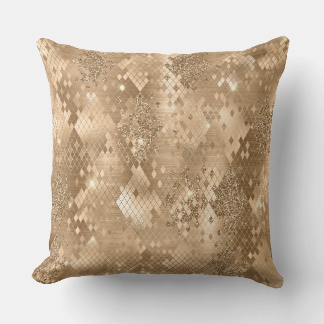 Stylish Gold Glitter Wild Snake Skin Pattern Throw Pillow (Front)