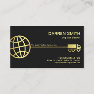 Stylish Gold Globe Logistic Transport Route Business Card