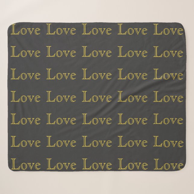 Stylish Gold Grey Classical Love Wedding Sherpa Blanket (Front (Horizontal))