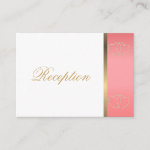 Stylish Gold Hearts on Coral and White Enclosure Card