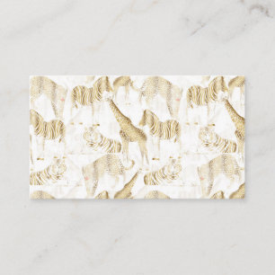 Stylish Gold Jungle Wild Animals Pattern Business Card