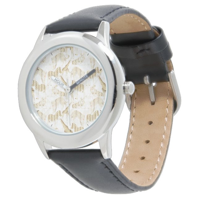 Stylish Gold Jungle Wild Animals Pattern Watch (Angled)