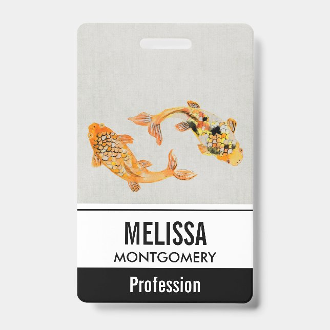 Stylish Gold Koi Fish Badge (Front)