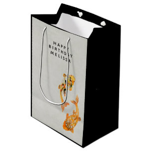 Stylish Gold Koi Fish Birthday Medium Gift Bag