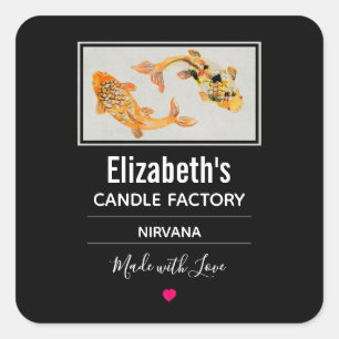 Stylish Gold Koi Fish Candle Soap Biz Square Sticker