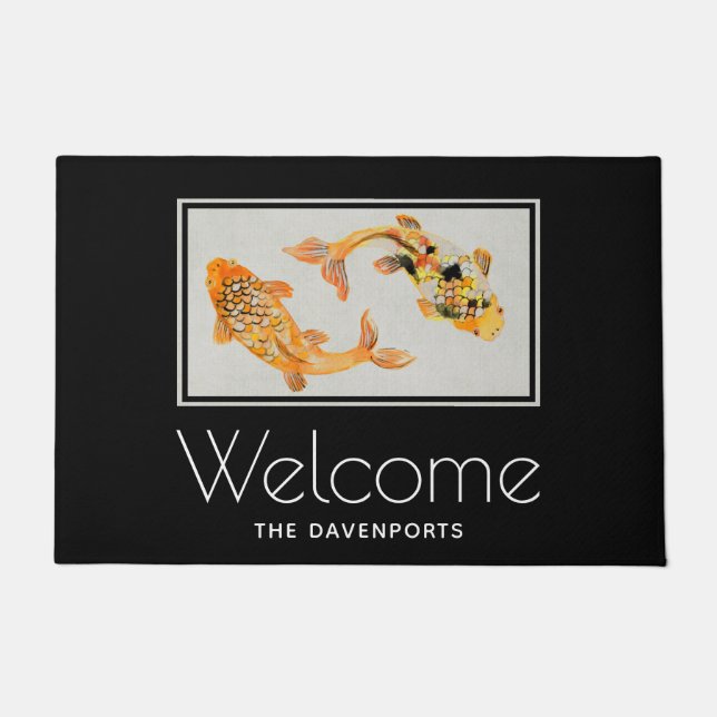 Stylish Gold Koi Fish Doormat (Front)
