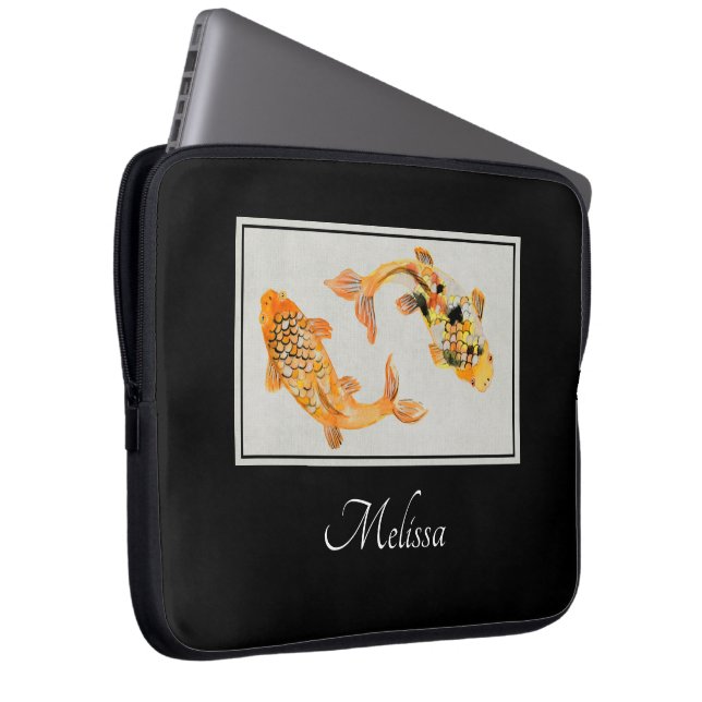 Stylish Gold Koi Fish Laptop Sleeve (Front Right)