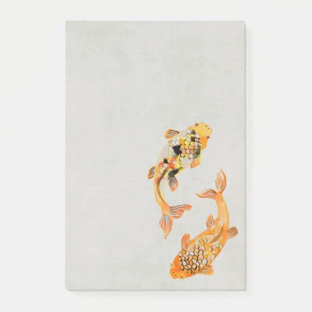 Stylish Gold Koi Fish Post-it Notes (Front)