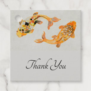 Stylish Gold Koi Fish Wedding Favour Tags
