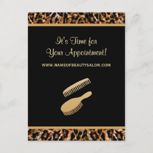 Stylish Gold Leopard Salon Appointment Reminder Postcard