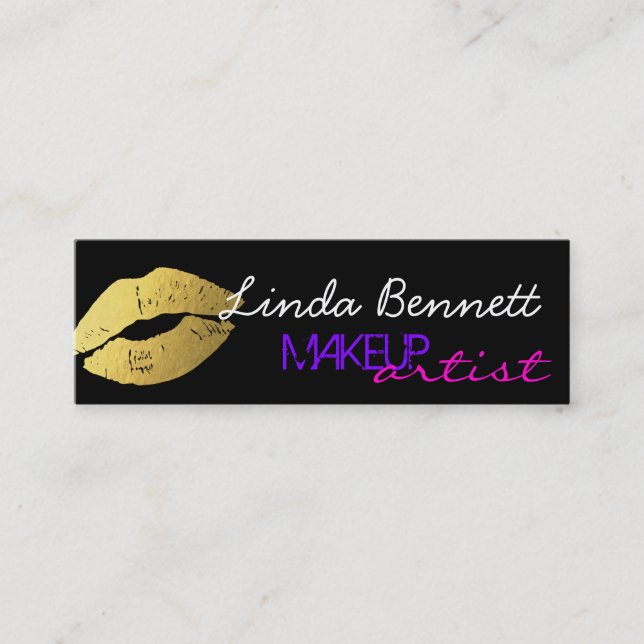 Stylish Gold Lips - Makeup Artist Bold Mini Card (Front)