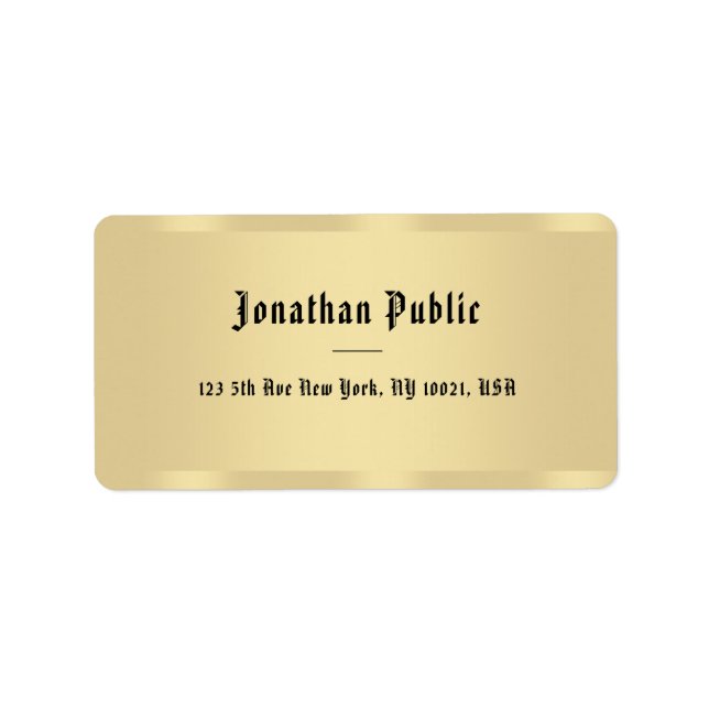 Stylish Gold Look Classic Old Style Text Name Label (Front)