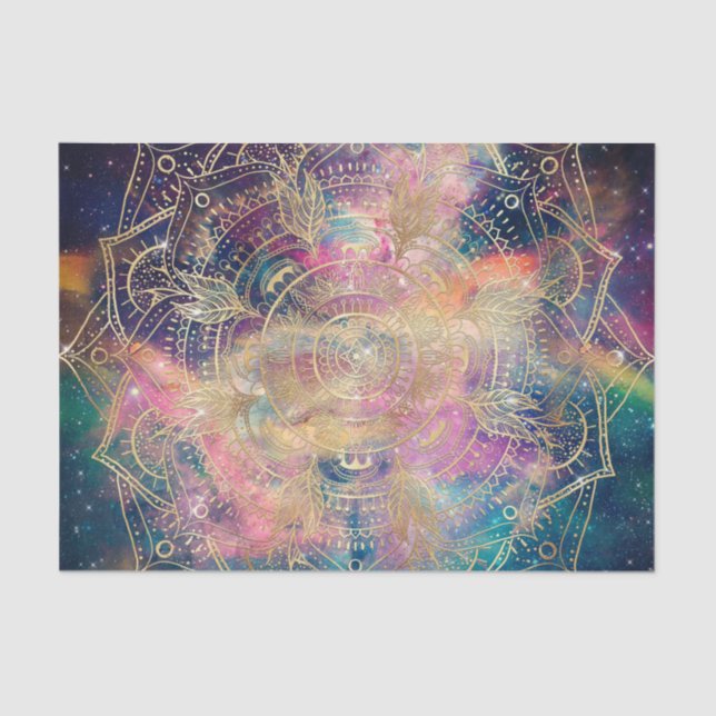 Stylish Gold Mandala Colourful Watercolor Nebula  Tissue Paper (Front)