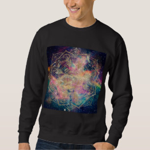 Stylish Gold mandala watercolor & Nebula Colorful Sweatshirt