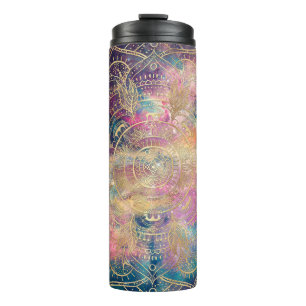 Stylish Gold mandala watercolor & Nebula Colorful Thermal Tumbler