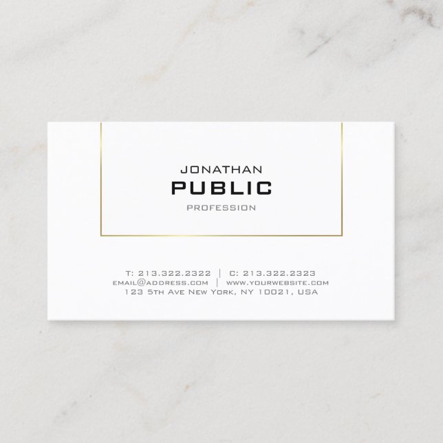 Stylish Gold Modern Simple Design Trendy Plain Business Card (Front)