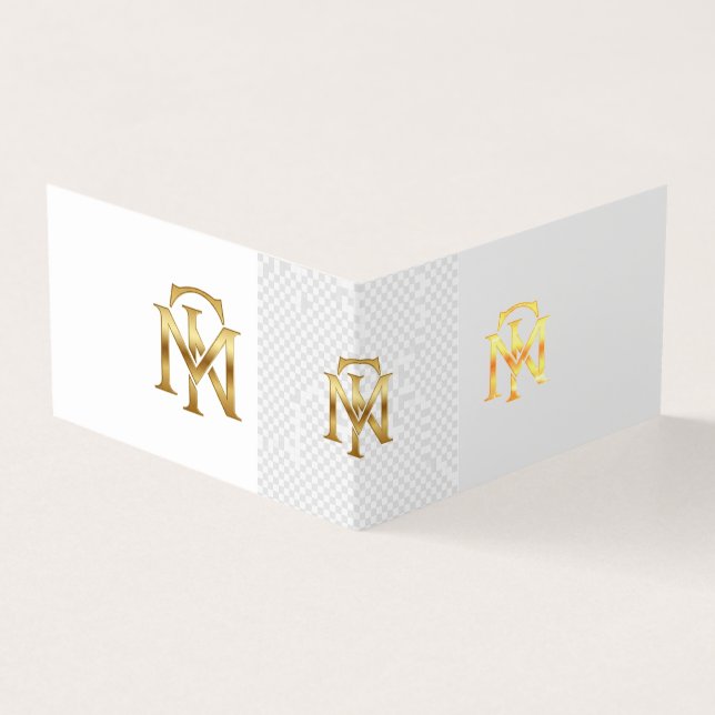 Stylish Gold Monogram Logo Elegant Personal Bran Business Card (Outside)