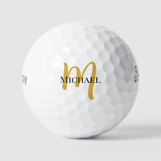 Stylish Gold Monogram Srixon Soft Feel 12 Pack Golf Balls (Front)