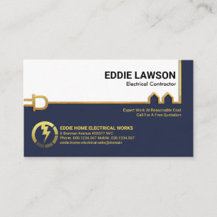 Stylish Gold Power Line Electrical Contractor Business Card