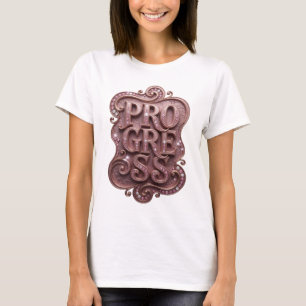 Stylish Gold PROGRESS Graphic Design T-Shirt