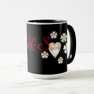 Stylish gold red hearts flowers personalized mug