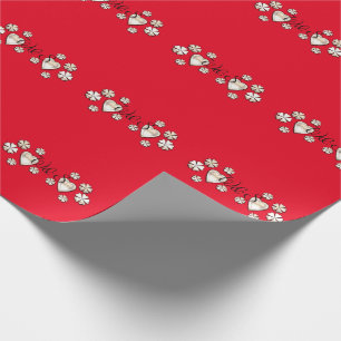 Stylish gold red hearts flowers personalized wrapping paper