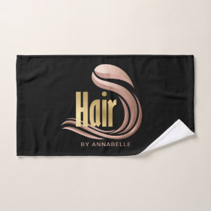 Stylish Gold, Rose Gold & Black Hairstylist Hand Towel