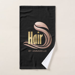 Stylish Gold, Rose Gold & Black Hairstylist Hand Towel