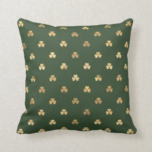 Stylish Gold Shamrock Green St Patricks Day Throw Pillow