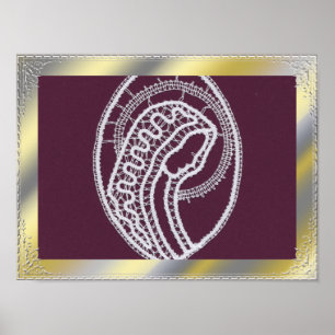 Stylish gold silver border frame custom photo   poster