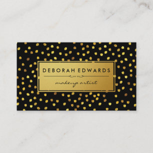 Stylish Gold Speck Pattern Black with Golden Label Business Card