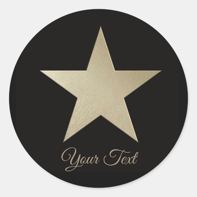 stylish gold star foil glitter sparkle classic round sticker (Front)