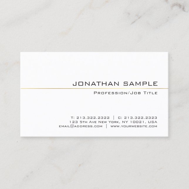 Stylish Gold Stripe Simple Plain Luxe Professional Business Card (Front)
