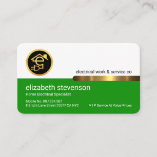 Stylish Gold Tab Letter-e Electric Business Card