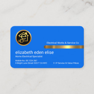 Stylish Gold Tab On Stunning Blue Layers Business Card
