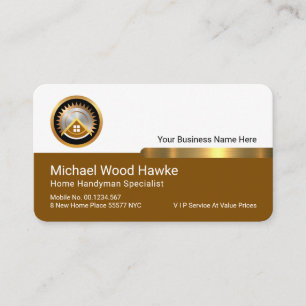 Stylish Gold Tab On White Brown Layer Business Card