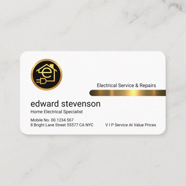 Stylish Gold Tab On White Layer Business Card (Front)