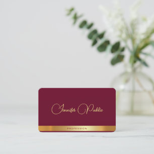 Stylish Gold Text Typography Script Name Ruby Red Business Card