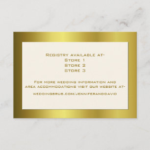 Stylish Gold Tone Wedding Infomation Card