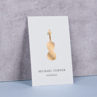 Stylish Gold Violin Musician Minimal Business Card