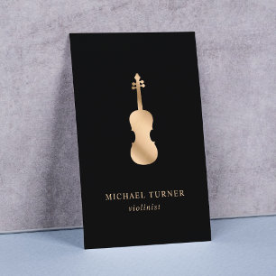 Stylish Gold Violin Musician Minimal  Business Card