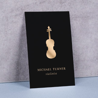 Stylish Gold Violin Musician Minimal Business Card