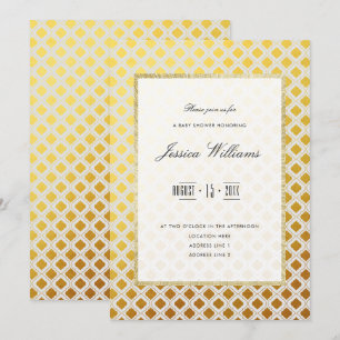 Stylish Gold & White Baby Shower Invitation